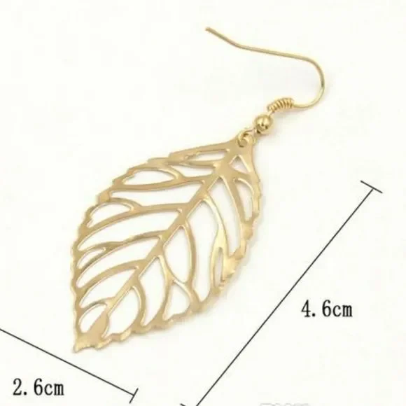 Bohemian Golden Leaves Dangle Earrings - Picture 4 of 4